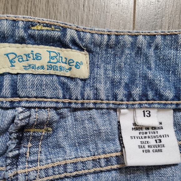 y2k Denim Micro Skirt Womens Size 13 Blue Distressed Frayed Hem Jean Y2K TVD - Picture 3 of 7